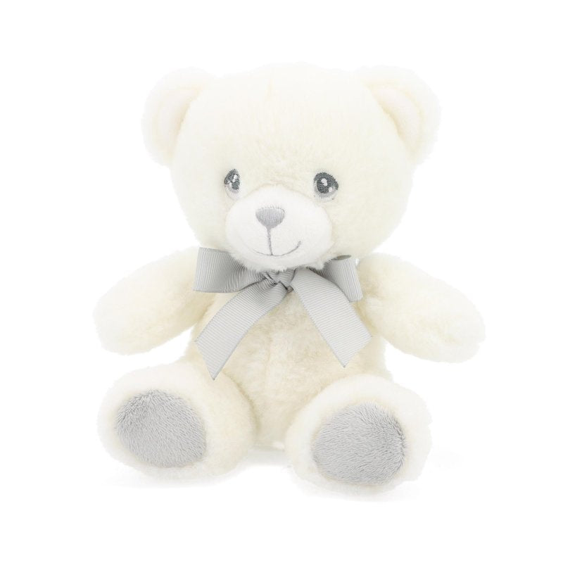 15cm Keeleco Baby White & Grey Bear with Ribbon