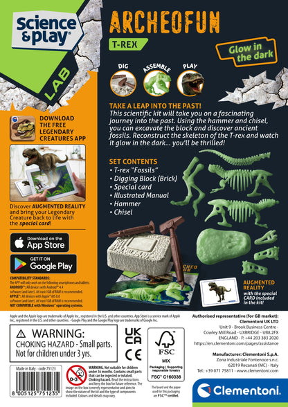 Clementoni Archeo Fun - T Rex Glow in The Dark