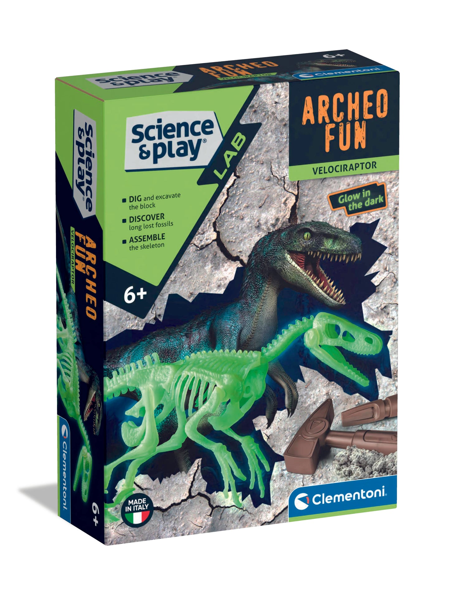 Clementoni Archeo Fun - Velocaraptor Glow in The Dark