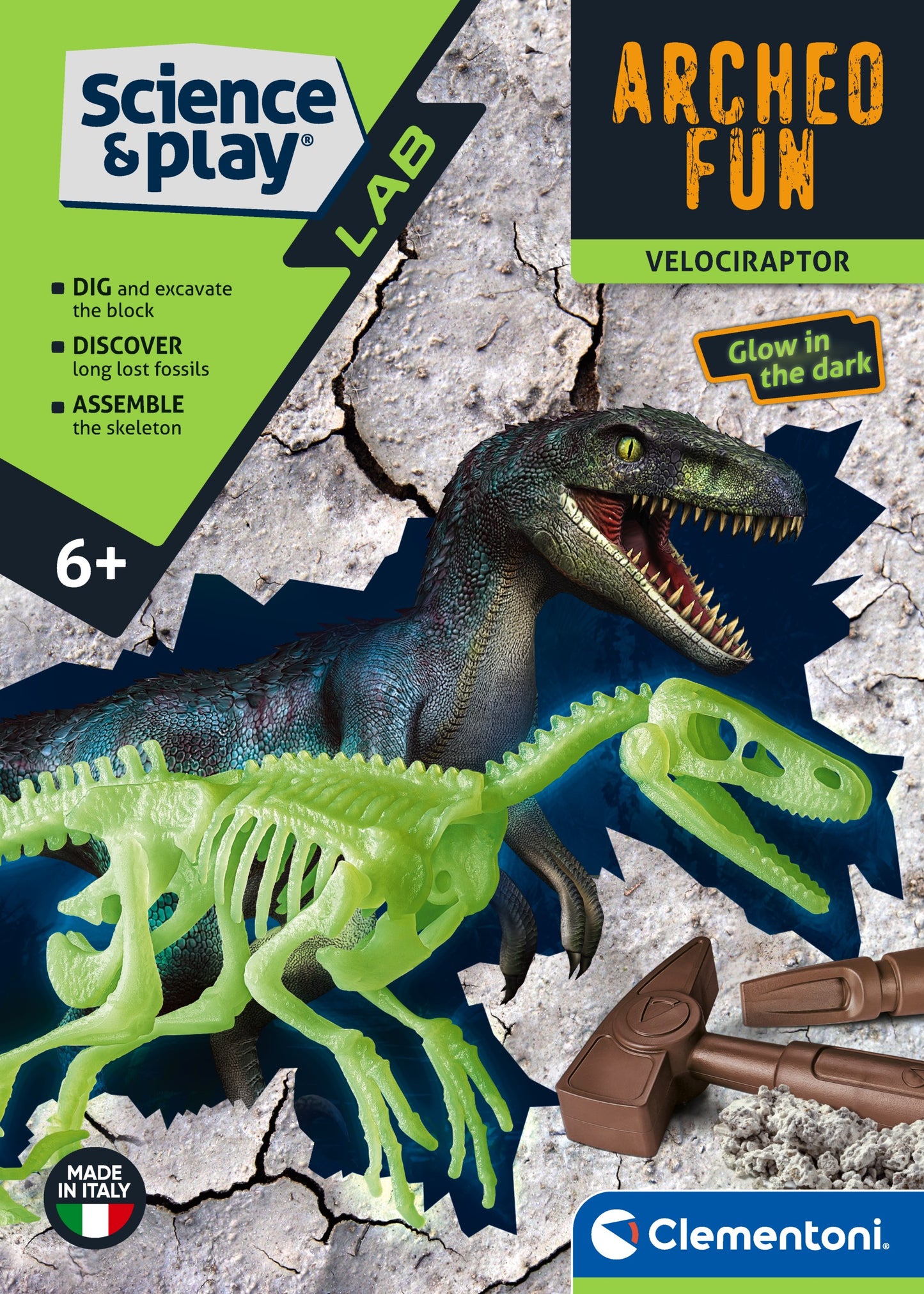 Clementoni Archeo Fun - Velocaraptor Glow in The Dark