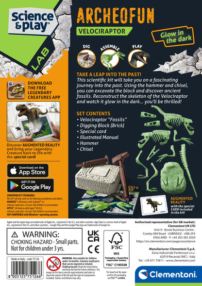 Clementoni Archeo Fun - Velocaraptor Glow in The Dark