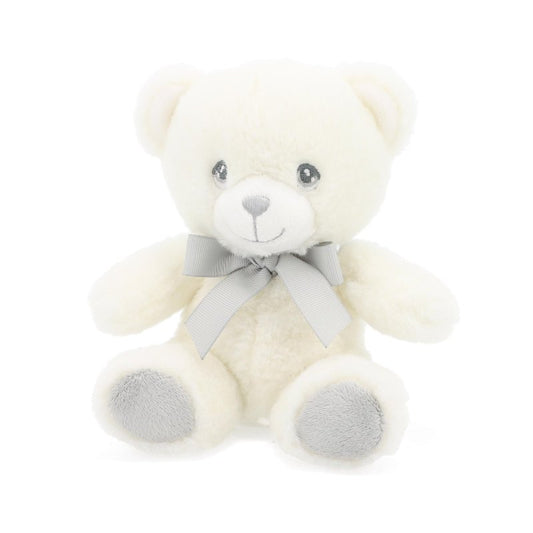 15cm Keeleco Baby White & Grey Bear with Ribbon